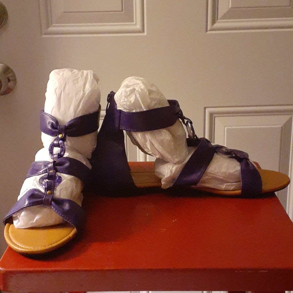 Max Collection faux leather purple gladiator sandals Size 12 - Picture 5 of 10